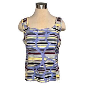 Royal Robbins XL Purple Print Athletic Tank with Built in Bra Wide Strap